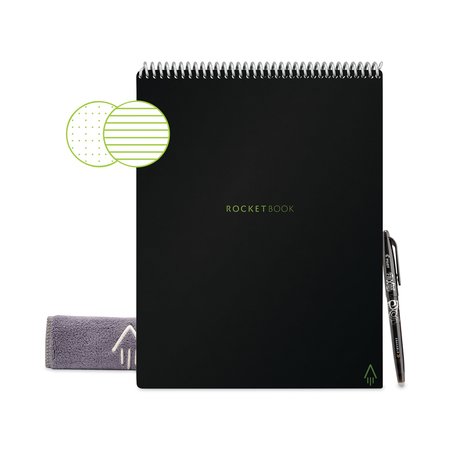 ROCKETBOOK Flip Smart Notepad, Black Cover, Lined/Dot Grid Rule, 8.5 x 11, White, 16 Sheets FLP-L-RC-A